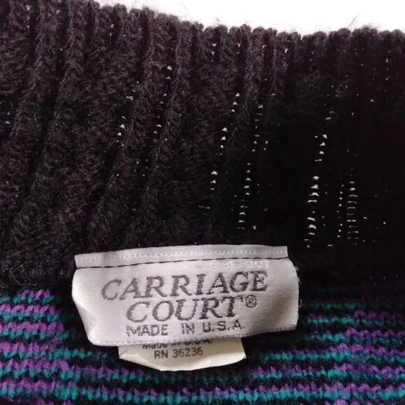 Vintage Carriage Court Sweater Black Purple Blue Scroll Retro Women's Large - Picture 5 of 12